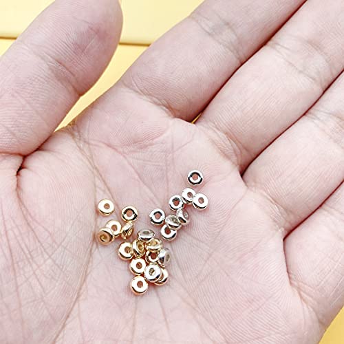 2000pcs 4mm Flat Round Disc Spacer Beads CCB Spacer Beads for Bracelet Necklace Jewelry DIY Crafts Making (Silver and Gold)