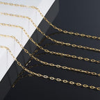 KYUNHOO 16.4FT/5M Stainless Steel Paperclip Chain Roll Gold Plated Jewelry Making Chains Spool Bulk Jewelry Links with Lobster Clasps Jump Rings for Crafting DIY - color: Paperclip Gold