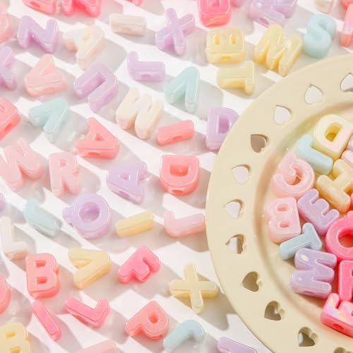 500Gram/160pcs Large Letter Beads Big Chunky Letter Bead A-Z Acrylic Alphabet Bubble Beads for Paracord Bead Bag Charm Keychains Crafts Education Leaning (ab Pink)