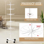 Retail Display Stand Store Display Rack 6 Tier Metal Spinning Display Stand Rack with Wheels Keychain Jewelry Stocking Hat Stand with Hooks for Malls, Showroom, Retail Store (6 Tier White) - color: 6 Tier White