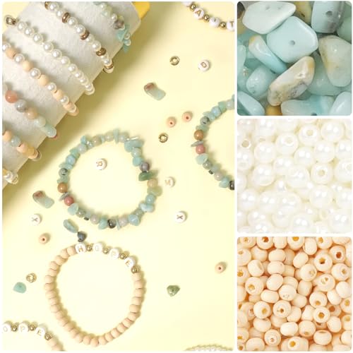 TOIPINIO Bracelet Making Kit Jewelry Making Supplies Kit Natural Stone Beads for DIY Craft Friendship Bracelet/Necklace/Earrings for Adults 1736PCS (Amazonite) - color: Amazonite