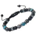 Mens Beaded Bracelet - Stone Jewelry, Black Onyx Hematite Bracelets, Mens Accessories, Adjustable - style: Spectral Tide