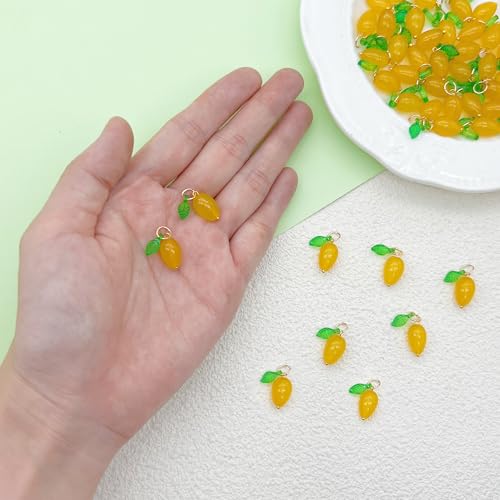 50pcs Glass Pendant Charms - Multicolor Theme Drops for Necklace Craft, Jewelry Making Supplies (Various Styles) - style: Mango