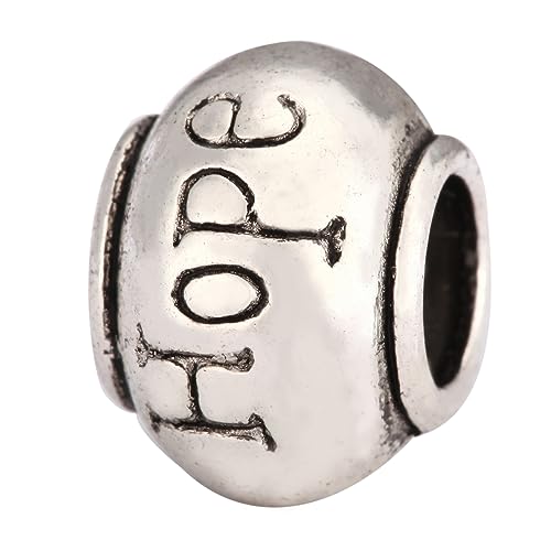 20pcs Hope Beads Large Hole Loose Round Bead (4.5mm Hole) Antique Silver Metal Spacer for DIY Craft Jewelry Making MEC-C7 - size: Hope Round Bead