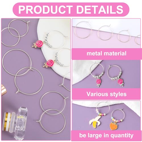 Pndeyo 280pcs Hypoallergenic Earring Beading Hoops, Metal Round Hoop Earrings Findings, Open Earring Wire Ring Accessories for Jewelry Making- Silver - color: Silver-280pcs