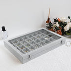 Wudygirl Jewelry Organizer Velvet Jewelry Box 40 Grid Earring Holder Organizer with Lid Ring Holder Ring Display Case Adjustable (Gray) - style: 40 Grid Tray