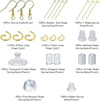 SONGIN Earring Making Kit, 1100 Pcs Jewellery Findings Earring Making Supplies Kit with Ear Hooks Posts Pins Open Jump Rings and 6 Styles Ear Backs (Gold) - color: Gold