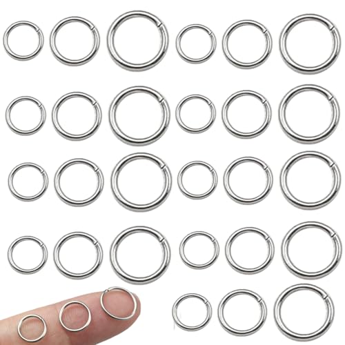 600pcs 9mm 10mm 12mm Stainless Steel Jump Rings Connector O Rings Accessories for Bracelet Necklace Earrings Lanyard Keychain DIY Craft Jewelry Making Supplies - size: 9/10/12mm
