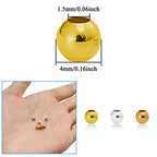 1500PCs Metal Spacer Beads for Jewelry Making - 4mm Metallic Plated Round Smooth Loose Ball Crimp Stopper Beads, 1.5mm Hole (Gold, Silver, K Gold) - color: 4mm, Gold Silver K Gold