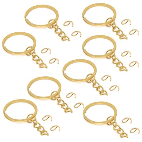 10Pcs Keychain Key Ring with Chain Bulk Split Key Chain,1.1 Inch Key Chains Parts with Open Jump Ring Connector for Jewelry Making Crafts (Gold) - color: 10Pcs Gold