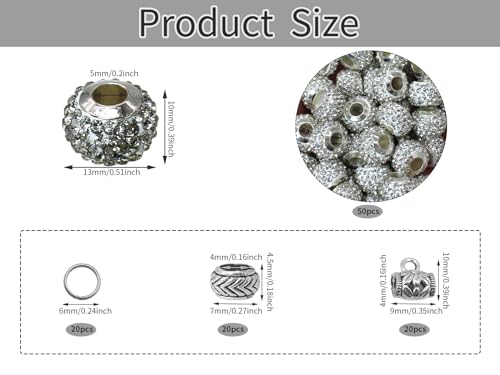 PAMIR TONG 110pcs 13mm White Rhinestone Round Resin Beads for DIY Jewelry Making & Crafts - color: PT413 White Rhinestone
