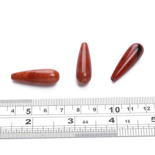 BEADIA Natural Redstone Teardrop Stone Beads 10x30mm 12pcs Dangle Earring Charm for DIY Jewelry Making - color: Redstone