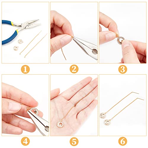 Beebeecraft 1 Box 10Pcs 18K Gold Plated Threader Earrings with 925 Sterling Silver Pins Pull Through Threaded Long Chain Drop Tassel with Loop 3.34inch for Jewelry Making - color: Golden, size: 85mm