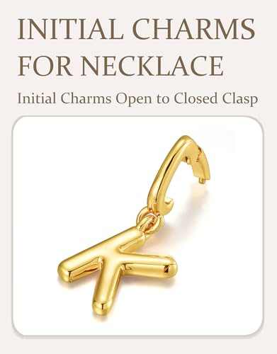 OVRUNS Initial Charm for Women,Letter Bracelet Necklace Charms Alphabet Pendant Charms With Clasp - color: Gold, style: Letter K