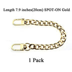 HAHIYO Purse Chain Strap 7.9 inches SPOT-ON Gold for Shoulder Cross Body Sling Purse Handbag Clutch Replacement Comfortable Flat 0.4' Wide Enough 2.4mm Extra Thick Metal 1 Pack - size: Gold 7.9 Inches