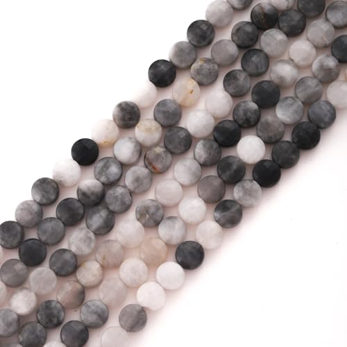 6mm Faceted Natural Cloud Crystal Stone Beads Coin Disc Gemstone Spacer Beads for Jewelry Making DIY Bracelet Necklace - color: Cloud Crystal
