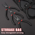 WISEUP 8-Piece Mini Pliers Set，Needle, Round, Flat, Long, Bent Nose, Diagonal, End Cutting & Linesman Pliers for Crafting, Electronics & Jewelry Making，with Pouch