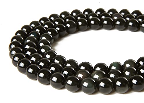 35pcs 10mm Black Obsidian Beads Natural Gemstone Beads Round Loose Beads for Jewelry Making - color: Black Obsidian, size: 10mm