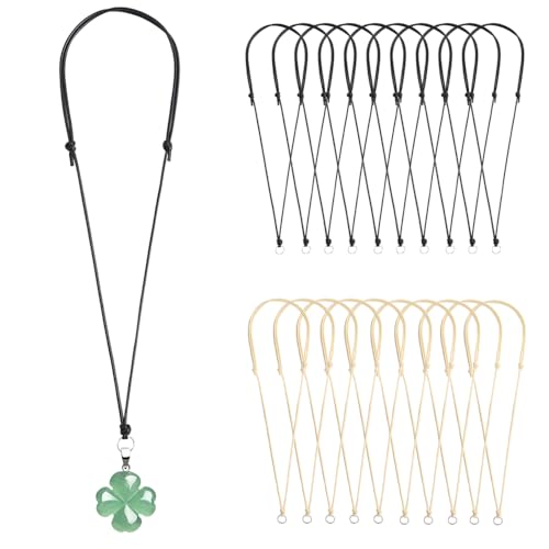 20 Pcs Necklace Cord for Pendant Necklace String Adjustable Knotted Handmade Craft Choker with Metal Ring for Hanging Pendants Rope, Black Necklace Cord - color: Style 7