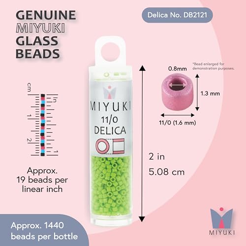 Miyuki Delica Seed Beads – Size 11/0 (1.6 mm), DB2121, Duracoat Opaque Kiwi, 7.2 g, Approx. 1440 Beads, Made in Japan - color: DB2121 - Duracoat Opaque Kiwi