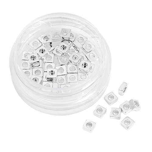 BEADIA Silver Plated Square Spacer Beads 3x1.5mm 50pcs for Jewelry Making Findings Non Tarnish - color: Silver, size: 3x1.5mm Square