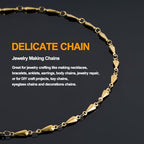 KYUNHOO 4 Meters Stainless Steel Chains for Jewelry Making Small Water Drips Link Chain Spool Gold Plated DIY Jewelry Bulk with Connectors for Women Men Make Handcrafts - color: Drop Gold