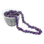 Amethyst Pre Drilled Natural Crystals Crushed Chips Beads for Jewelry Making, DIY Handmade Healing Crystals (25 Inch Strand) - color: Amethyst