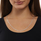 Amazon Essentials 14k Gold or Sterling Silver Plated Figaro Chain Necklace - color: Silver, size: 20", style: 4 mm