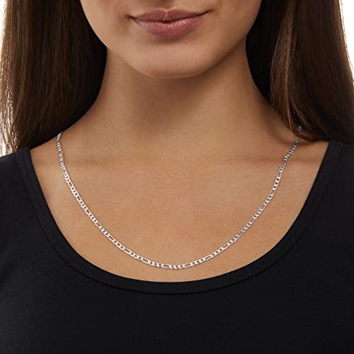 Amazon Essentials 14k Gold or Sterling Silver Plated Figaro Chain Necklace - color: Silver, size: 20", style: 4 mm