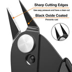 BOENFU Small Wire Cutter Jewelry Wire Cutters Zip Tie Cutters 2-Pack Flush Cut Nippers Precision Small Side Cutting Pliers for 3d Print, Plastic Models, Jewelry, Electronics, Black, 5 Inches, BF-170 - color: Black ( 2 Pack )