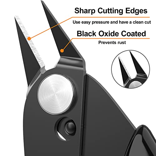 BOENFU Small Wire Cutter Jewelry Wire Cutters Zip Tie Cutters 2-Pack Flush Cut Nippers Precision Small Side Cutting Pliers for 3d Print, Plastic Models, Jewelry, Electronics, Black, 5 Inches, BF-170 - color: Black ( 2 Pack )