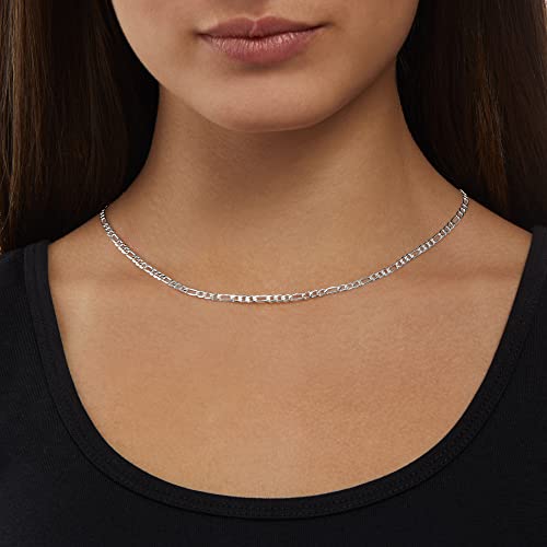 Amazon Essentials 14k Gold or Sterling Silver Plated Figaro Chain Necklace - color: Silver, size: 16", style: 4 mm
