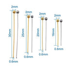 Craftdady 700Pcs Brass Ball Head Pins 16mm 20mm 25mm 30mm Mixed Colors Wire Headpins for Jewelry Making - color: Platinum & Golden