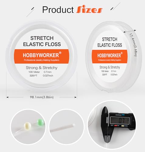 Hobbyworker Elastic Stretch Bracelet String Cord for Jewelry Making and Bracelet Making White