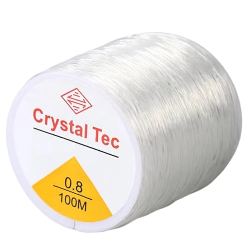 0.8mm Elastic String Cord,Sturdy Crystal Stretch String for Beading,Bracelets Jewelry Making,Necklaces,Fishing Rope and Crafts(328FT/Transparent White/M) - size: Medium