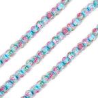 Elecrelive 60Pcs Gold Sand Lampwork Beads Rondelle Flower Glass Beads 10mm Sky Blue Floral Crystals for DIY Bracelet Necklace Earring Jewelry Making - color: Deep Sky Blue