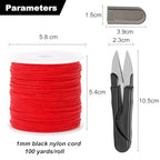1mm Red Bracelet String, QBJAYTY 100 Yards Braided Satin Nylon String Cord for Bracelets, Beading, Macramé, Chinese Knotting, Kumihimo, Necklaces Pendants Making, (1mm Red) - size: 1mm, style: red