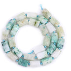 GEM-Inside 27Pcs 8x12mm Natural Blue Tianshan Jasper Stone Gemstone Faceted Freeform Tube Column Chakra Beads for Jewelry Making Full 15" Strand Power Energy Healing - color: Blue Tianshan