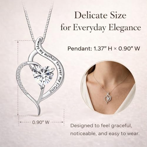 Forever Connected Mother & Son Necklace – Heart Pendant Gift for Mom, Sterling Silver Jewelry for Mother's Day or Birthday - style: Mom A