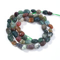 Indian Agate Pebble Nugget Oval Free Tumbled Stone 6-8mm Natural Gemstone Loose Beads Approx 15.5 inch for DIY Jewelry Making - color: Indian Agate