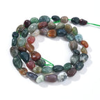 Indian Agate Pebble Nugget Oval Free Tumbled Stone 6-8mm Natural Gemstone Loose Beads Approx 15.5 inch for DIY Jewelry Making - color: Indian Agate