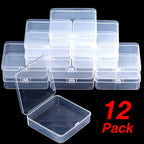 SATINIOR 12 Pack Beads Organizer Box Clear Plastic Beads Storage Containers Box with Hinged Lid for Bracelet Making DIY Jewelry Craft Nail (3.70 x 3.70 x 1.18 Inch) - size: 3.70 x 3.70 x 1.18 Inch