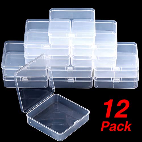 SATINIOR 12 Pack Beads Organizer Box Clear Plastic Beads Storage Containers Box with Hinged Lid for Bracelet Making DIY Jewelry Craft Nail (3.70 x 3.70 x 1.18 Inch) - size: 3.70 x 3.70 x 1.18 Inch