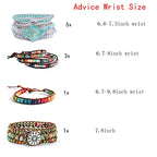 YGLINE Women Boho Handmade Natural Stone Crystal Leather Bead Wrap Bracelets Collection - color: Amazonite-3w