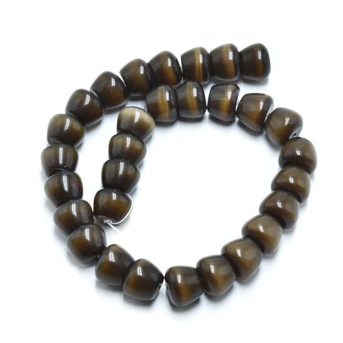 30pcs 10x13mm Brown Cat's Eye Apple Shape Stone Loose Gemstone Beads Semi-Precious Craft Supplies for DIY Jewelry Making - color: Apple10x13mm Brown