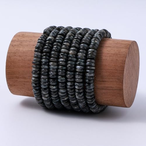 Natural Black Spectrolite Disk Stone Spacer Beads 6x2mm 38cm/str Flat Rondelle Loose Semi Gemstone Caps for Making Bracelets Necklace - color: Black Spectrolite
