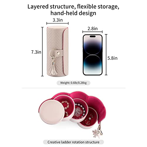 VLANDO Viaggio Mothers Day Gifts Her - Small Jewelry Case Box - Travel Essential Accessories for Women, Travelers, Couples, Mom, Friends, Bridesmaid - color: A. Grey&Red