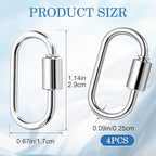 4 Pcs Locking Carabiner Small, Oval Jewelry Carabiner, Silver Carabiner Clasp, Metal Carabiner Necklace for DIY Necklace Bracelets Jewelry Making Hook (Silver) - color: 4 Pcs-Silver, Gold, Style2
