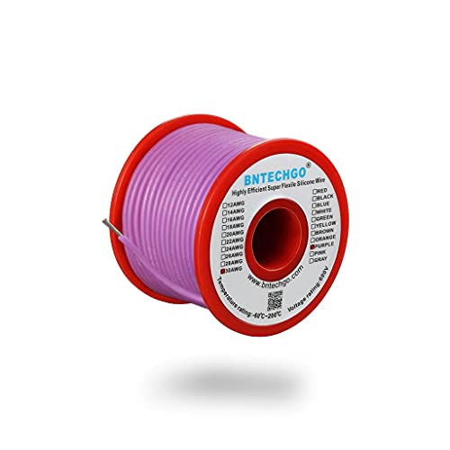 BNTECHGO 30 Gauge Silicone Wire Spool 50 ft Purple Flexible 30 AWG Stranded Tinned Copper Wire - size: 30 gauge silicone wire 50ft, style: Purple