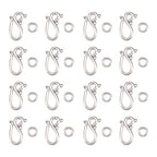 Craftdady 50 Sets Antique Silver S Hook Ring Clasps Tibetan Metal Toggle Clasps Closure End Clasps for Bracelet Necklace Jewelry Making - color: Antique Silver, 20.5x12mm